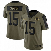 Nike Green Bay Packers 15 Bart Starr 2021 Olive Salute To Service Limited Jersey Dyin,baseball caps,new era cap wholesale,wholesale hats